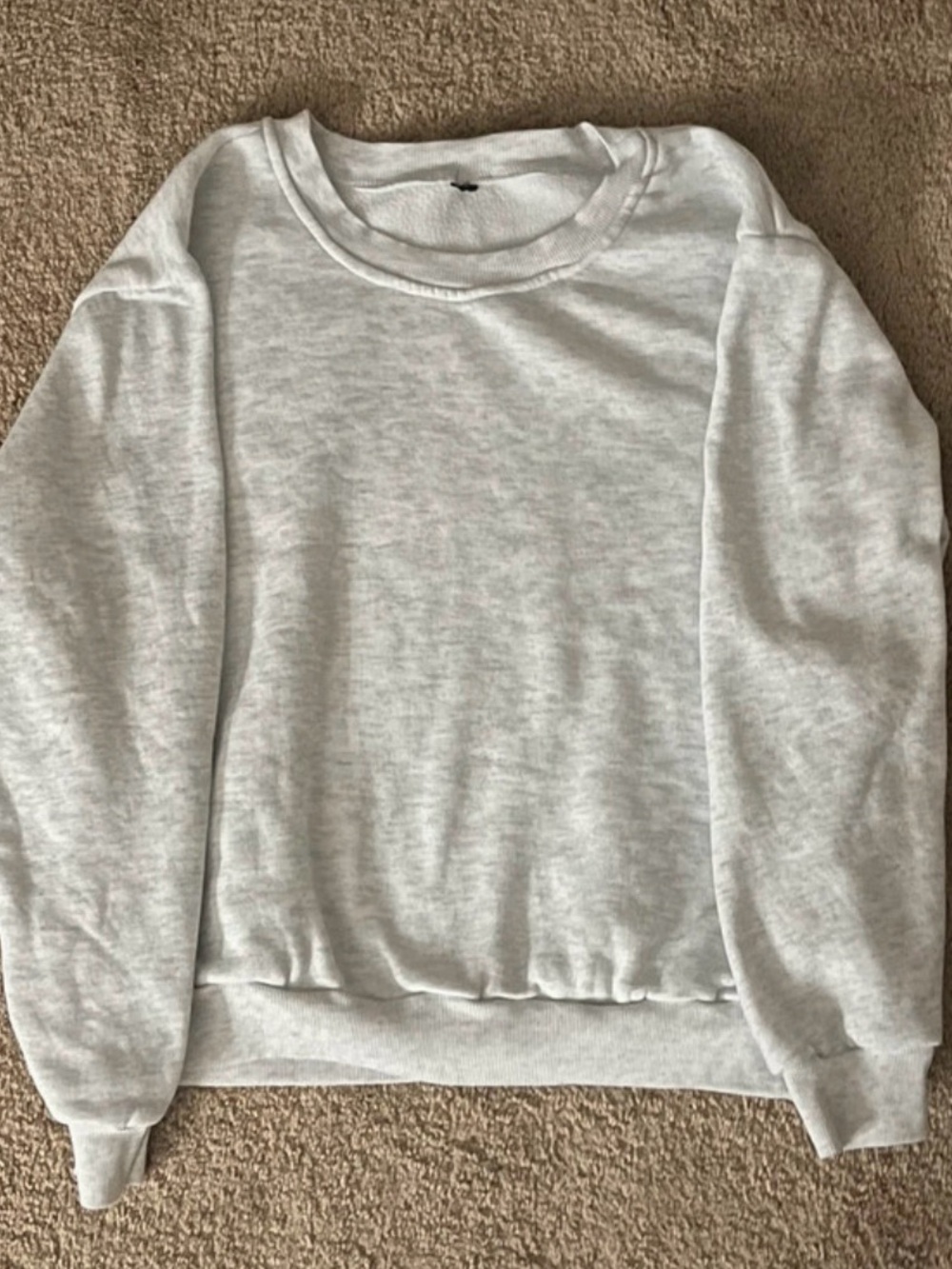 Women's Heather Light Gray Crewneck Pullover Sweater